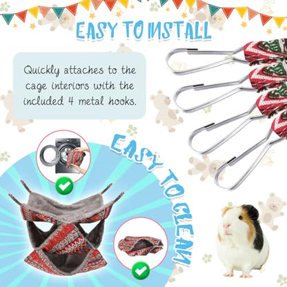 3 Tier Guinea Pig Cage Accessories,Ferret Rat Hammock,13.7x13.7 Inches, Pet Cage Hanging Bunkbed Hammock for Small Animals,Guinea Pig,Ferret,Kitten,Squirrel, Chinchilla, Rat,Parrot - color: red