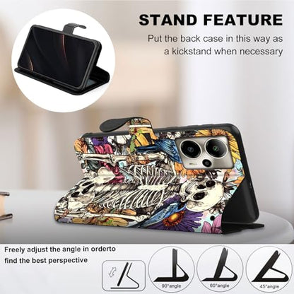 for Cricket Outlast 5G 2024 Wallet case with RFID Blocking Credit Card Holder Kickstand, Folio Flip PU Leather Shockproof Protective Cover for AT&T Motivate Pro 5G, Skull with Paint - color: Skull With Paint