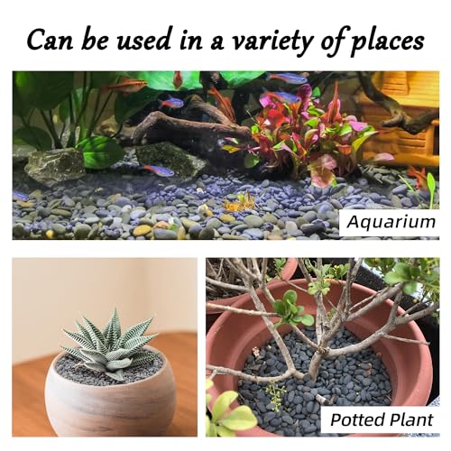 CJGQ Decorative River Rocks Pebbles for Succulents, Cacti & Gardens, Aquarium Gravel, Fish Tank Rocks, 2.4 lb - color: Black-Small, size: 2.4lb