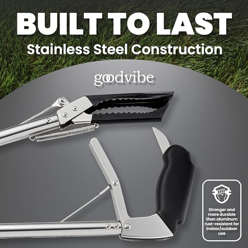 goodvibe - 47" Stainless Steel Snake Tong Reptile Grabber Wide Jaw Handling Tool with Anti-slips and Locked Snake grabber tool heavy duty for Rattlesnakes Copperhead or Cottonmouth Include Storage Bag