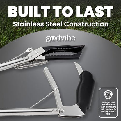 goodvibe - 47" Stainless Steel Snake Tong Reptile Grabber Wide Jaw Handling Tool with Anti-slips and Locked Snake grabber tool heavy duty for Rattlesnakes Copperhead or Cottonmouth Include Storage Bag