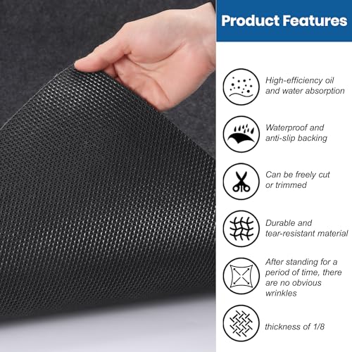 Extra Large Garage Floor Mat 8' 10" x 22' - Premium Felt + Waterproof Backing Thickened and Soft Heavy Duty Oil Absorbent Non-Slip Pad Garage Parking Mats for Floor Large SUVs MPV Pickup Truck RV - size: 8' 10"x 22'