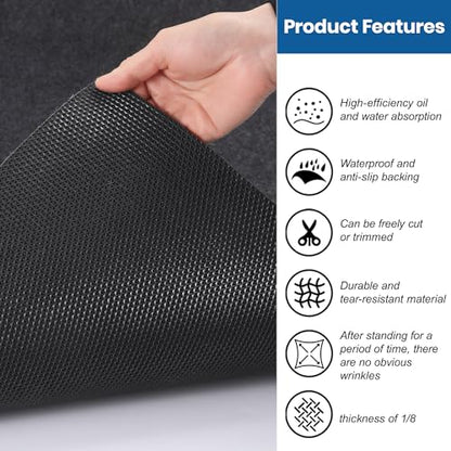 Extra Large Garage Floor Mat 8' 10" x 22' - Premium Felt + Waterproof Backing Thickened and Soft Heavy Duty Oil Absorbent Non-Slip Pad Garage Parking Mats for Floor Large SUVs MPV Pickup Truck RV - size: 8' 10"x 22'