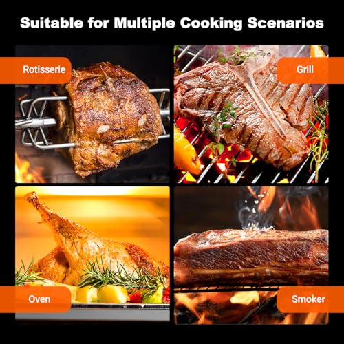 4-Probes Smart Wireless Meat Thermometer with WiFi & Bluetooth, Digital Meat Thermometer for Smoker, Oven & BBQ, Rechargeable Magnetic Base, Large Digital Backlit Screen