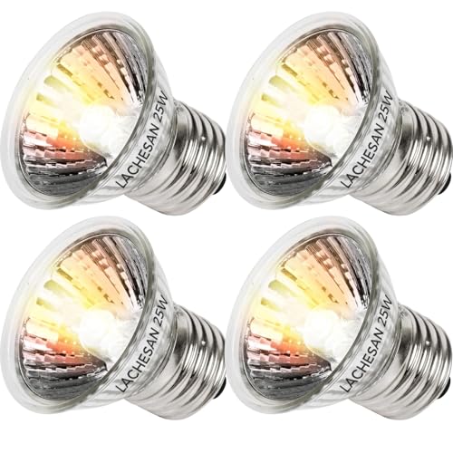 25W Uva Light Bulbs 4 Packs, Turtle Heat Lamp for Reptile | E26 Base Fit for Reptiles and Amphibian Tanks, Terrariums and Cages, Works with Various Lamp Fixtures