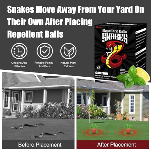 Snake Repellers for Outdoor and Patio Snake Repellent | Powerful And Natural Ingredients Snake Repellent Balls For Lawn, Garden, Fishing, Home, Camping Repel Snakes 24 Pack - color: 24 Pack