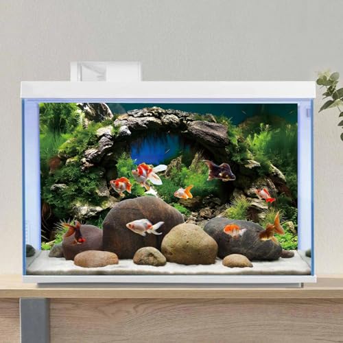 AWERT 36x18 inches Arch Stone Aquarium Background River Bed & Lake Aquarium Vinyl Background Aquatic Plant Fish Tank Background - size: 36x18in/90x45cm