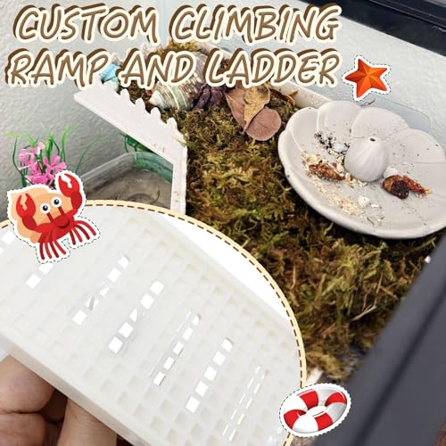 Hermit Crab L-Shaped Platform with Ladder Hermit Crab Climbing Toys, Habitat Tank Accessories, Reptile & Hamster Activity Platform (White) - color: White