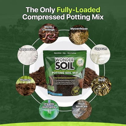 | Organic Potting Soil | 12 QUARTS of Ready to Plant Coco Coir Fully Loaded with Nutrients | 3 LBS Bag Expands to 12 Quarts of Indoor Outdoor Soil | Incl Worm Castings, Perlite