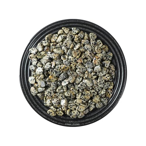 Erliway 7-9mm Dalmatian Jasper Healing Crystal Chips for Crafts, 100g | Natural Crushed Crystal Stones Tumbled Chips for Vase Filler Aquarium Gravel, Meditation Chakra Balancing, Candle DIY Making - color: Dalmatian Jasper
