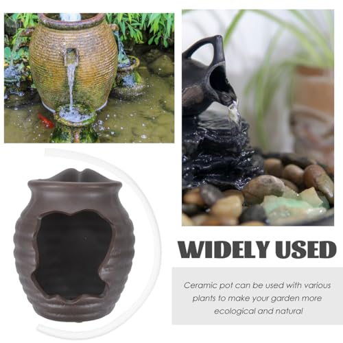 MERRYHAPY Fish Tank Waterfall Dispenser Ceramic Fountain Jar for Garden, Balcony, Living Room Landscape Decoration