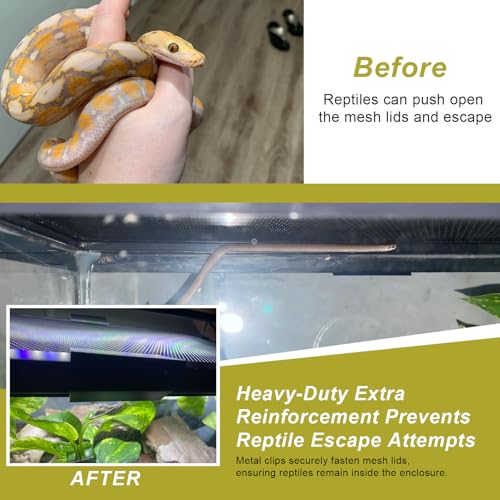 4 Pack Reptile Terrarium Covers Heavy Duty Screen Clips, 5-29 Gallons Reptile Enclosure Lock, Easy to Install