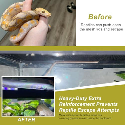 4 Pack Reptile Terrarium Covers Heavy Duty Screen Clips, 5-29 Gallons Reptile Enclosure Lock, Easy to Install