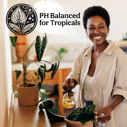 Organic Liquid Indoor Plant Food, Houseplant, Tropical & All-Purpose Indoor Plant Fertilizer, Organic Liquid Fertilizer 5-5-5 with Sea Kelp 32oz Treats 220 Gallons of Water - size: 32oz