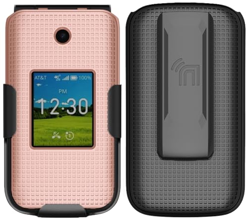 Holster Combo for Cricket Debut Flex Flip Phone Case Belt Clip - Rose Gold | Also Fits AT&T Cingular Flex 2, For Model U1030AA or U1030AC via 2023 - color: Rose Gold