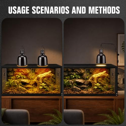 Happy Herps 5.5" Deep Dome for Reptile Light/Heat Lamp/UVB Light,2-Pack | Independent switch, E26 ceramic socket, aluminum reflector, fully assembled, fits glass terrariums, 160W max - size: 5.5IN-2 Pack