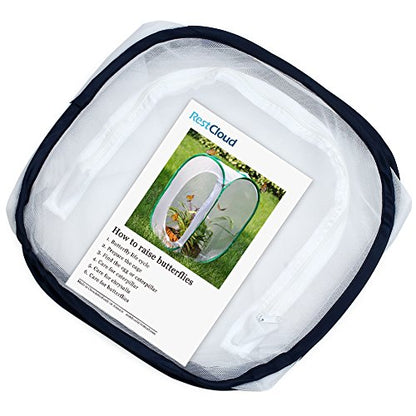 Insect and Butterfly Habitat Cage Terrarium Pop-up 12 X 12 X 12 Inches - color: White With Black, size: 12 x 12 x 12 inches