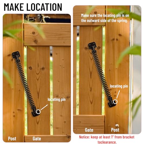 11-1/2" Gate Spring Self Closing Heavy Duty Outdoor Door Spring Automatic Fence Gate Closure Hardware Spring Loaded Gate Latch with Adjustable Tool for Wooden and Vinyl Fence, Black (1 Pack) - size: 11-1/2 Inch