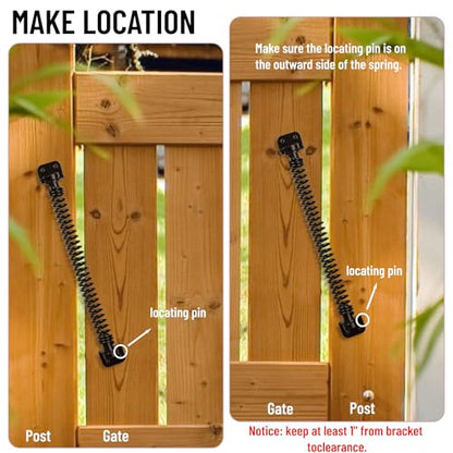 11-1/2" Gate Spring Self Closing Heavy Duty Outdoor Door Spring Automatic Fence Gate Closure Hardware Spring Loaded Gate Latch with Adjustable Tool for Wooden and Vinyl Fence, Black (1 Pack) - size: 11-1/2 Inch