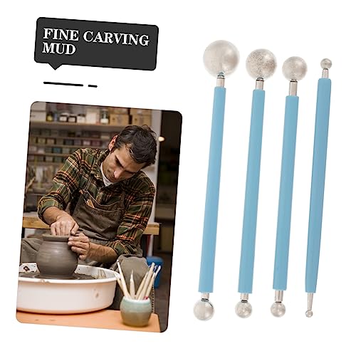 DOITOOL 3sets Double-Ended Clay Ball Rod for Sculpture Modeling Clay Tools Set Stainless Steel Ball Stylus for Craft 4pcs*3