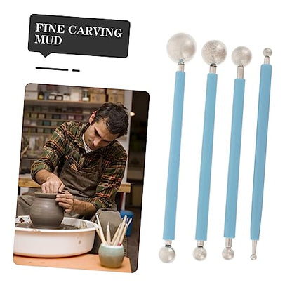DOITOOL 3sets Double-Ended Clay Ball Rod for Sculpture Modeling Clay Tools Set Stainless Steel Ball Stylus for Craft 4pcs*3