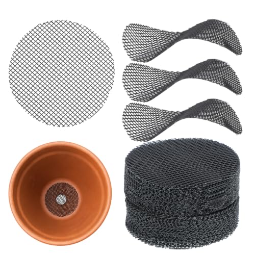 200 Pcs Plant Pot Hole Mesh Pad Mesh for Plant Drainage Meshes Round | Mesh Bonsai, Bottom Grid Mat Screen Cover Pad, Substrate Barrier Meshes, for Plant Terrarium Potting Mats, Prevent Soil Loss
