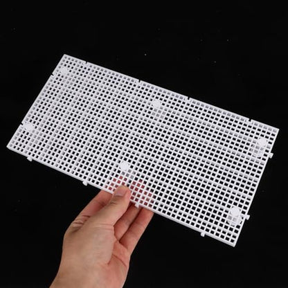 Toyvian Fish Tank Divider Board with 4.5mm Mesh Grid, Non-Submersible White Isolation Plate, Includes 1 Grid Panel and 6 Support Pillars for Aquarium and Tortoise Reptile Basking Platform