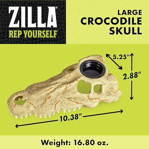 Zilla Rapid Sense UV Detecting Pet Reptile Terrarium Décor, Detects UVB Levels, Crocodile Skull, Large - size: Large