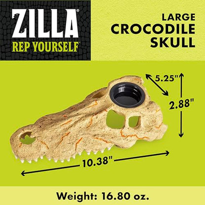 Zilla Rapid Sense UV Detecting Pet Reptile Terrarium Décor, Detects UVB Levels, Crocodile Skull, Large - size: Large