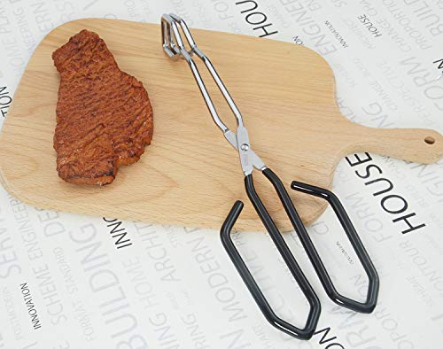 HINMAY Scissor Style Tongs 10-Inch and 11-Inch Set, Set of 2 | Stainless Steel Wire Tongs - size: 10'' + 11''