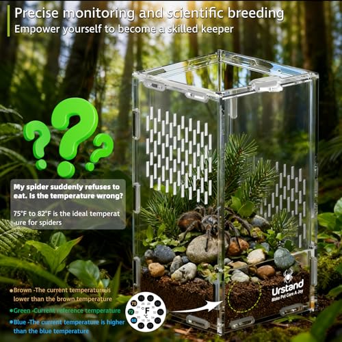 Jumping Spider Enclosure, Front-Opening Acrylic Spider Terrarium with Magnetic Door, Laser-Cut Biomimetic Ventilation System, Escape-Proof for Feeder Insects - size: 4.3"x4.3"x7.8"