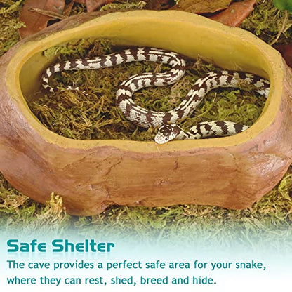 Antidious Snake Hide Cave for Gecko Shedding, Rock Look Hideout, Reptiles Egg-Laying Shelters, Suitable for Snakes Such as Corn Snake or Gecko, M Size - size: Medium