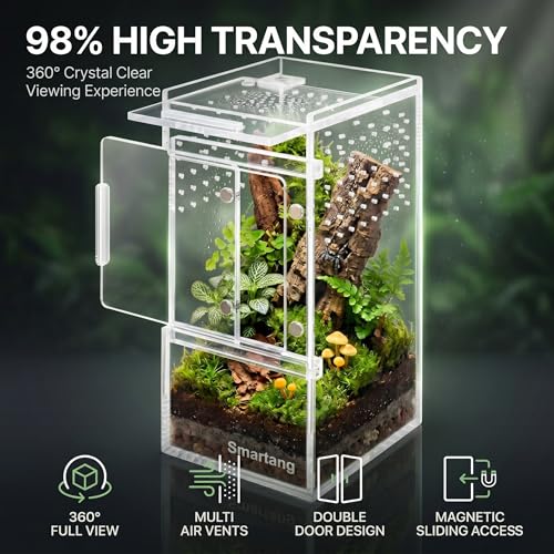 【Pre-Assembled】 Jumping Spider Enclosure(3"×3"×6") Front Above Opening Praying Mantis Habitat, Jumping Spider Habitat, Arboreal Tarantula Enclosure, Insect Terrarium,Acrylic Terrarium - size: 3.0"L x 3.0"W x 6.0"H