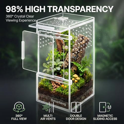 【Pre-Assembled】 Jumping Spider Enclosure(3"×3"×6") Front Above Opening Praying Mantis Habitat, Jumping Spider Habitat, Arboreal Tarantula Enclosure, Insect Terrarium,Acrylic Terrarium - size: 3.0"L x 3.0"W x 6.0"H