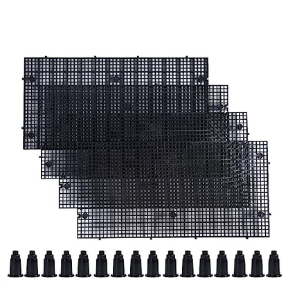 Plastic Grid Divider Tray Egg Crate Louvre Aquarium Fish Tank | 4 Pcs Bottom Isolation with Bracket - size: 4pcs Black
