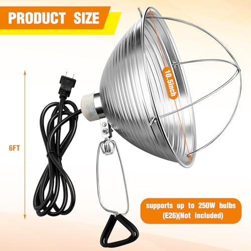 Macarrie 8 Pack Clamp Lamp Light with Aluminum Reflector, 6ft SPT-2 18awg Cord and Adjustable Stand Fixture, up to 150 Watt, E26 Socket, No Bulb (10.5 Inch) - size: 10.5 Inch