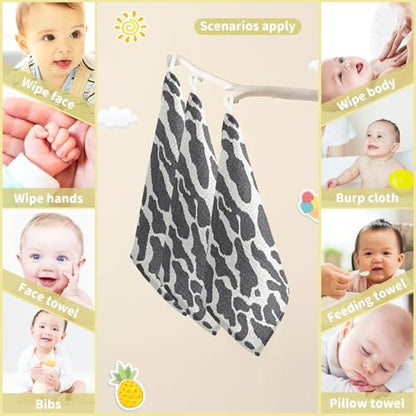 Washcloths Set Bathroom Kitchen Wash Cloths Face Towels Wipes Black White Reptile Skin Decorative 12x12 Inch 5 Pack - size: 5 pcs