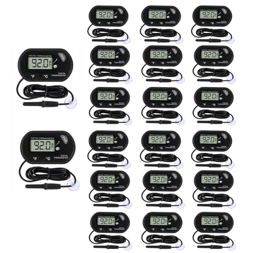 20Pcs Aquarium Thermometer Fish Tank Thermometer Reptile Fahrenheit Terrarium Water Temperature Indicator Test Digital with LCD Display Fahrenheit/Celsius - color: 20PCS