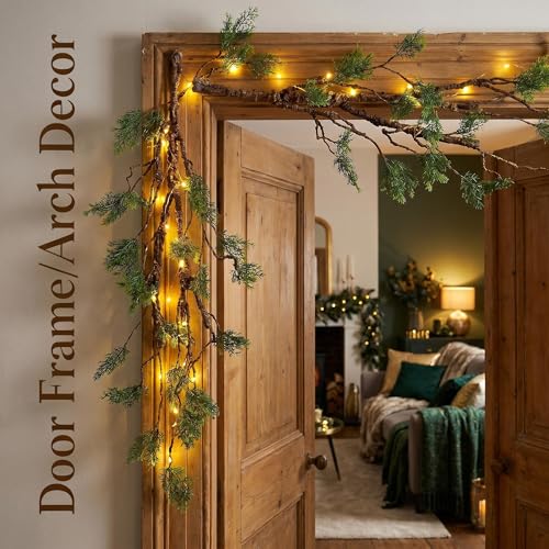 39.3in Bendable Artificial Pine Tree Branch Cedar Stems Reptile Yules Decor | Faux Tree Trunk Twigs Plants Garland With Greenery Picks For Christmas Wall Hanging Climb Outdoor Jungle Halloween Decoration