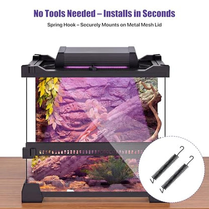 5 Inch LED UVB Reptile Light with 24H Cycle Timer & Dimmer | 4W UVA UVB Lamp, UVI Switching, Brightness Adjustment for Turtle, Bearded Dragon, Lizard and More(No Heat) - size: 5 inches