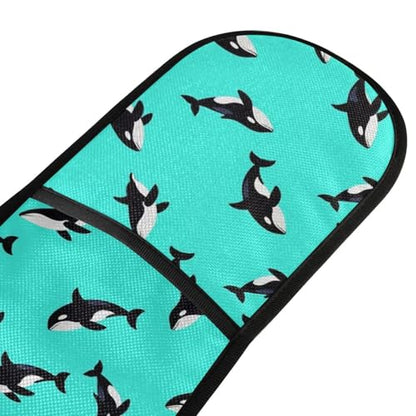 Dual-functionality Mitts and Pot Holders Sets High Heat Resistant Pot Holder Gloves Kitchen Aid BBQ (Orca Swimming Whale Cool) - color: Orca Swimming Whale Cool