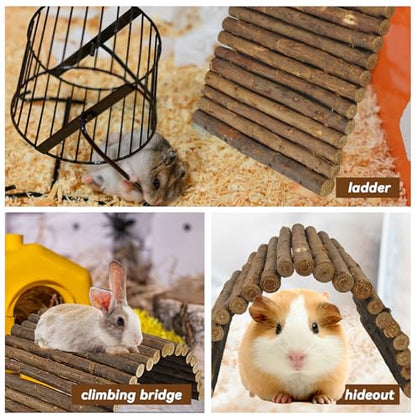 kathson Wooden Hamster Bridge,Guinea Pig Wood Ladder Bendable Tunnel Hideout Hut Small Animal Climbing Toys for Ferret Hedgehog Chinchilla Mice Rat Gerbil Baby Rabbit(19.6 x 6.0 in) - size: M (15.7 x 6.0 inches)