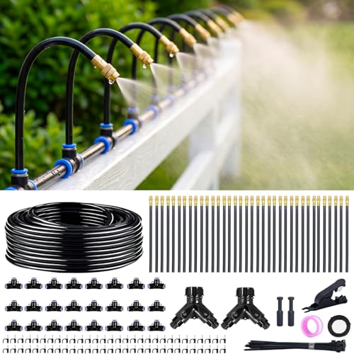 Thiswing 200FT 360° Adjustable Irrigation System for Garden | 1/4" Tubing, Automatic Watering Misting System with 36 Nozzles, Sprinkler for Garden, Yard, Lawn and Outdoor Plants - size: 200 FT