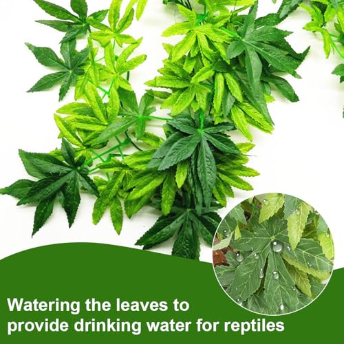 DONGKER Reptile Terrarium Plant, 12'' Artificial Hanging Plants with Suction Cups for Bearded Dragon Lizard Gecko Frogs Tank - color: Color 2