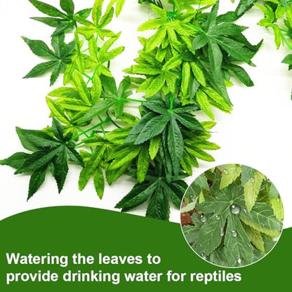DONGKER Reptile Terrarium Plant, 12'' Artificial Hanging Plants with Suction Cups for Bearded Dragon Lizard Gecko Frogs Tank - color: Color 2