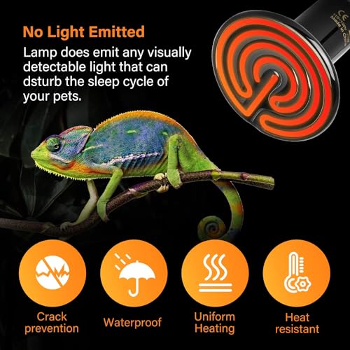 Simple Deluxe 25W Ceramic Heat Emitter Reptile Heat Lamp Bulb No Light Emitting Brooder Coop Heater for Amphibian Pet & Incubating Chicken, 2 Pack - size: 25 Watts
