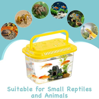 10 Pcs Plastic Terrarium Reptile Carrier Cage, Small Fish Tank | Tarantula Enclosure Snake Breeding Box, Portable Mini Aquarium for Crab Beach Turtle Pets