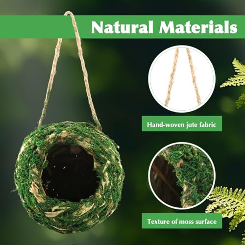 Mossy Caves Hideout, Crested Gecko Tank Accessories, Green Cave Hide Made with Natural Moss for Reptiles and Amphibians, Hide for Crested Gecko, Terrarium & Vivarium Decor