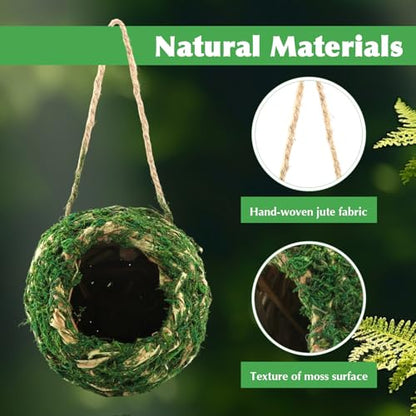 Mossy Caves Hideout, Crested Gecko Tank Accessories, Green Cave Hide Made with Natural Moss for Reptiles and Amphibians, Hide for Crested Gecko, Terrarium & Vivarium Decor