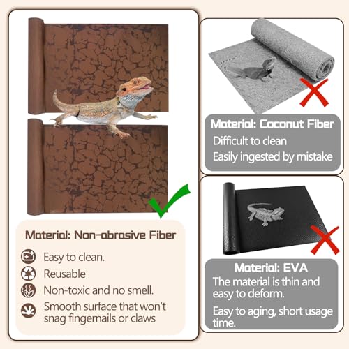 BNOSDM 2 PCS Reptile Carpet Mat Terrarium Liner Bedding Reptile Cage Mat Supplies for Tortoise Lizard Leopard Gecko Snake Chameleon 23.6’’ x 15.7’’ - size: M（2PCS）：23.6 x 15.7 IN